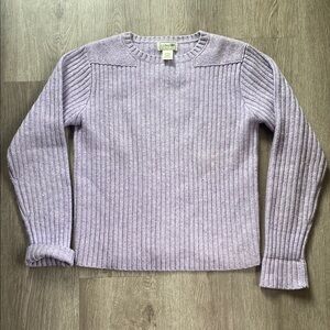 L.L. Bean Lavender Ribbed Crew Neck Sweater
